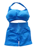 Electric Blue Scrunch Butt Short & Bra Set