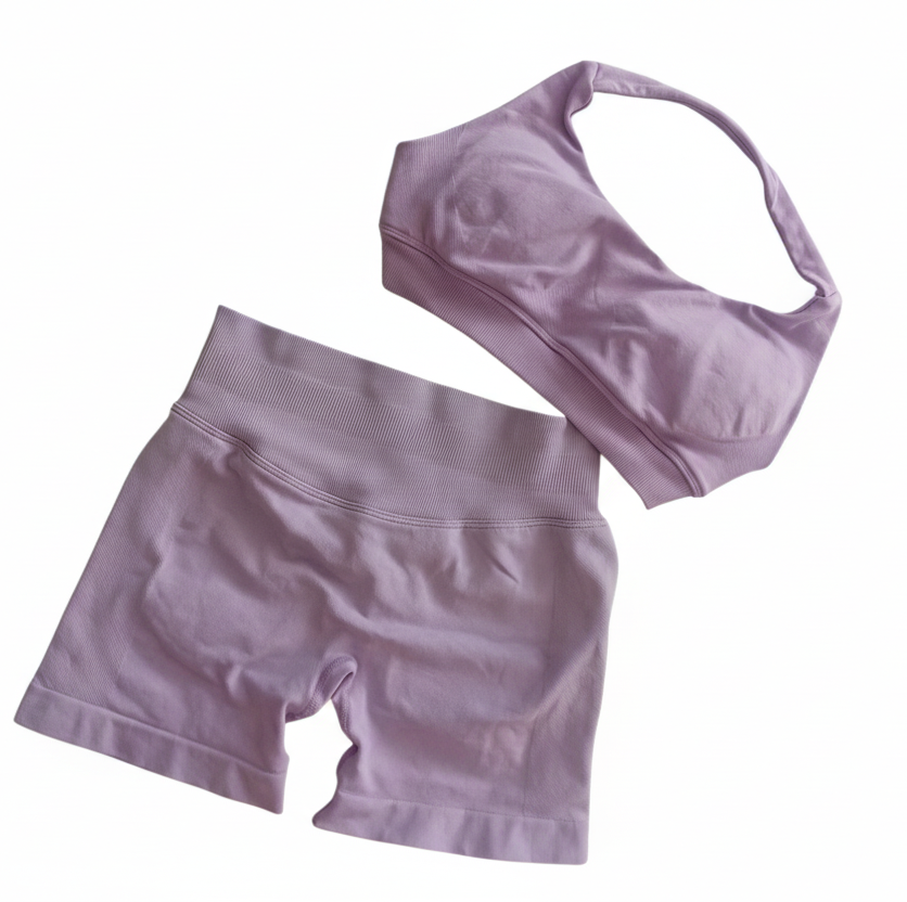 Light Purple Scrunch Butt Short & Bra Set