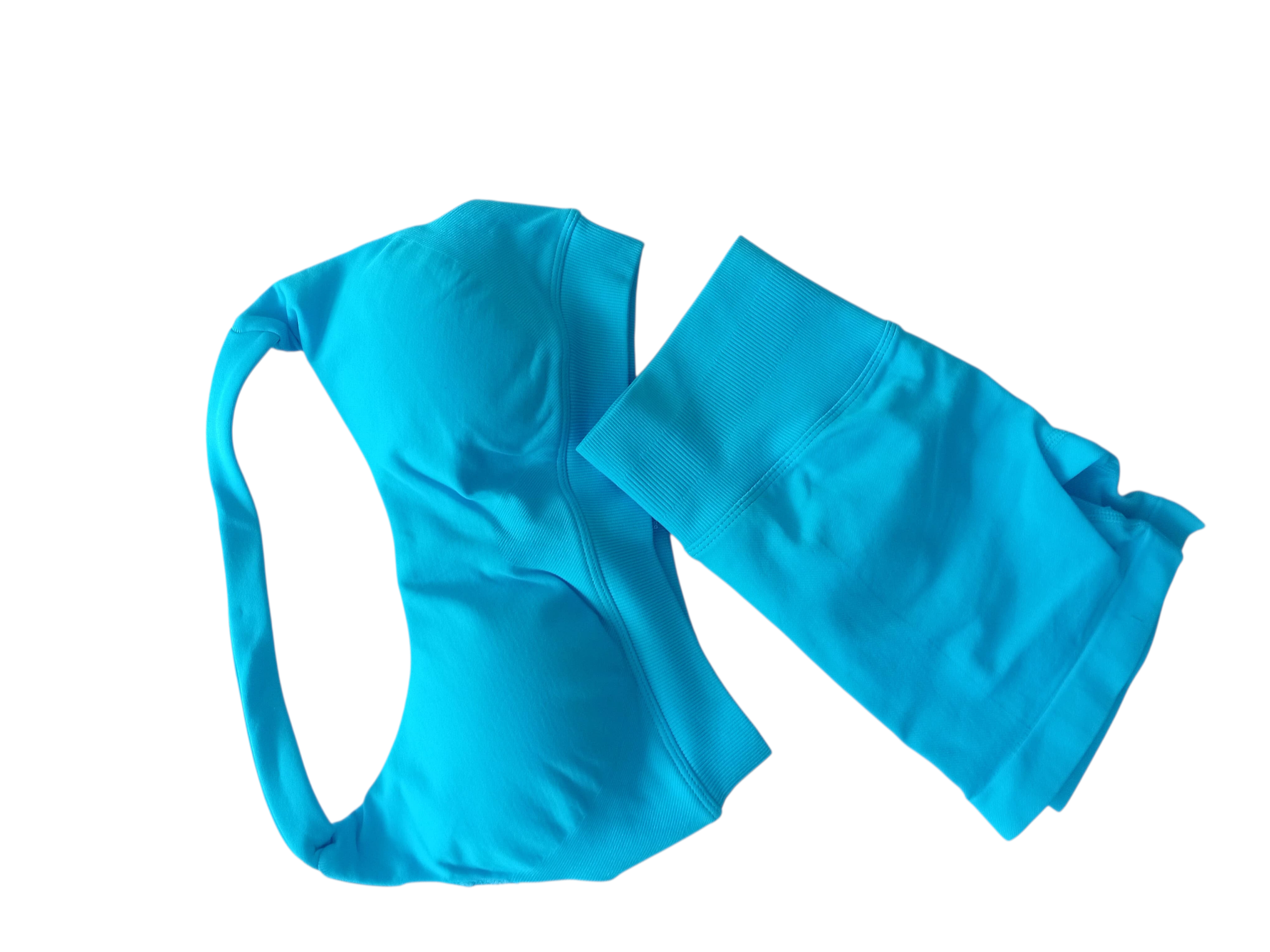 Ice Blue Scrunch Butt Short & Bra Set