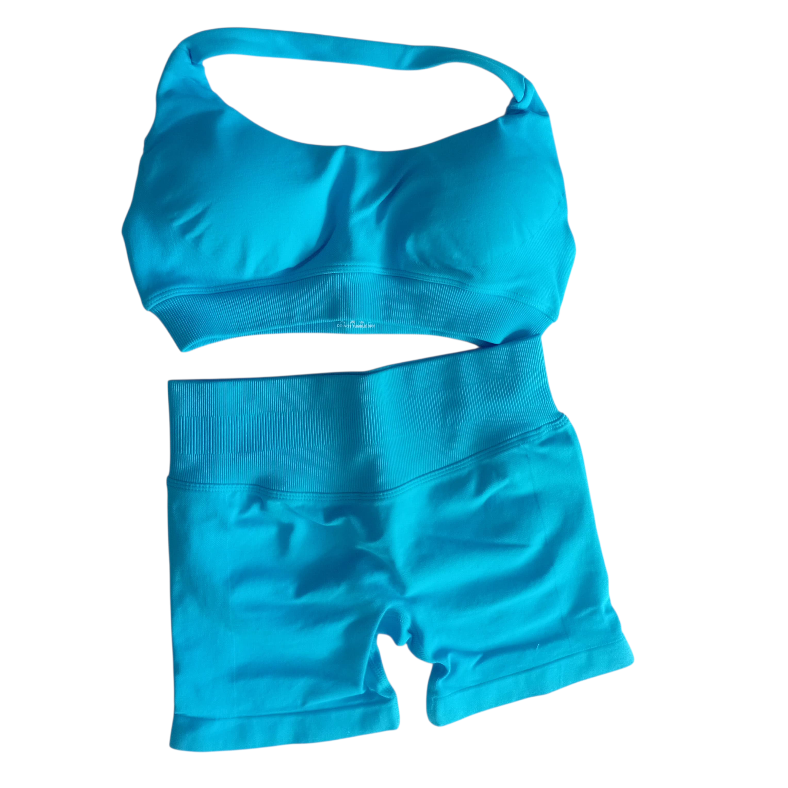 Ice Blue Scrunch Butt Short & Bra Set