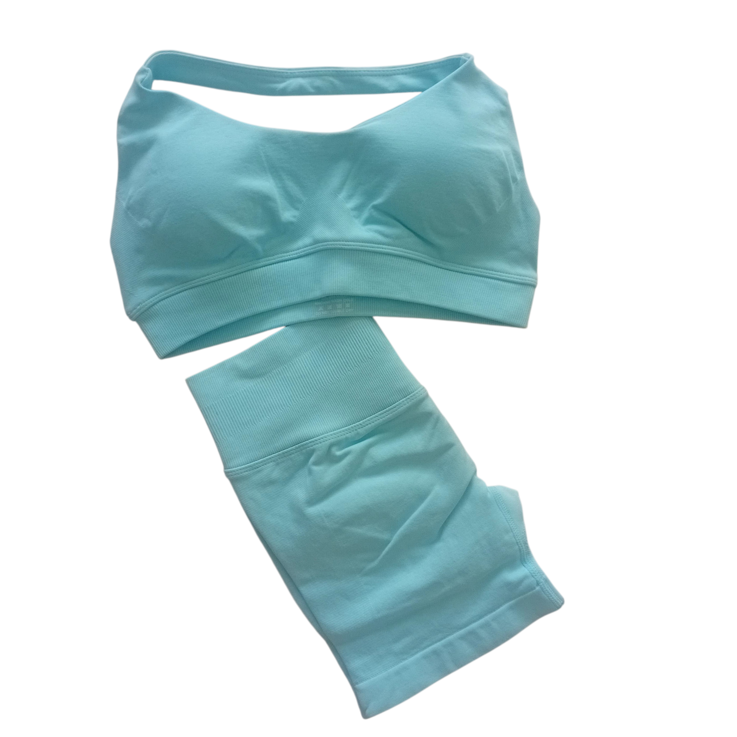 Light Blue Scrunch Butt Short & Bra Set