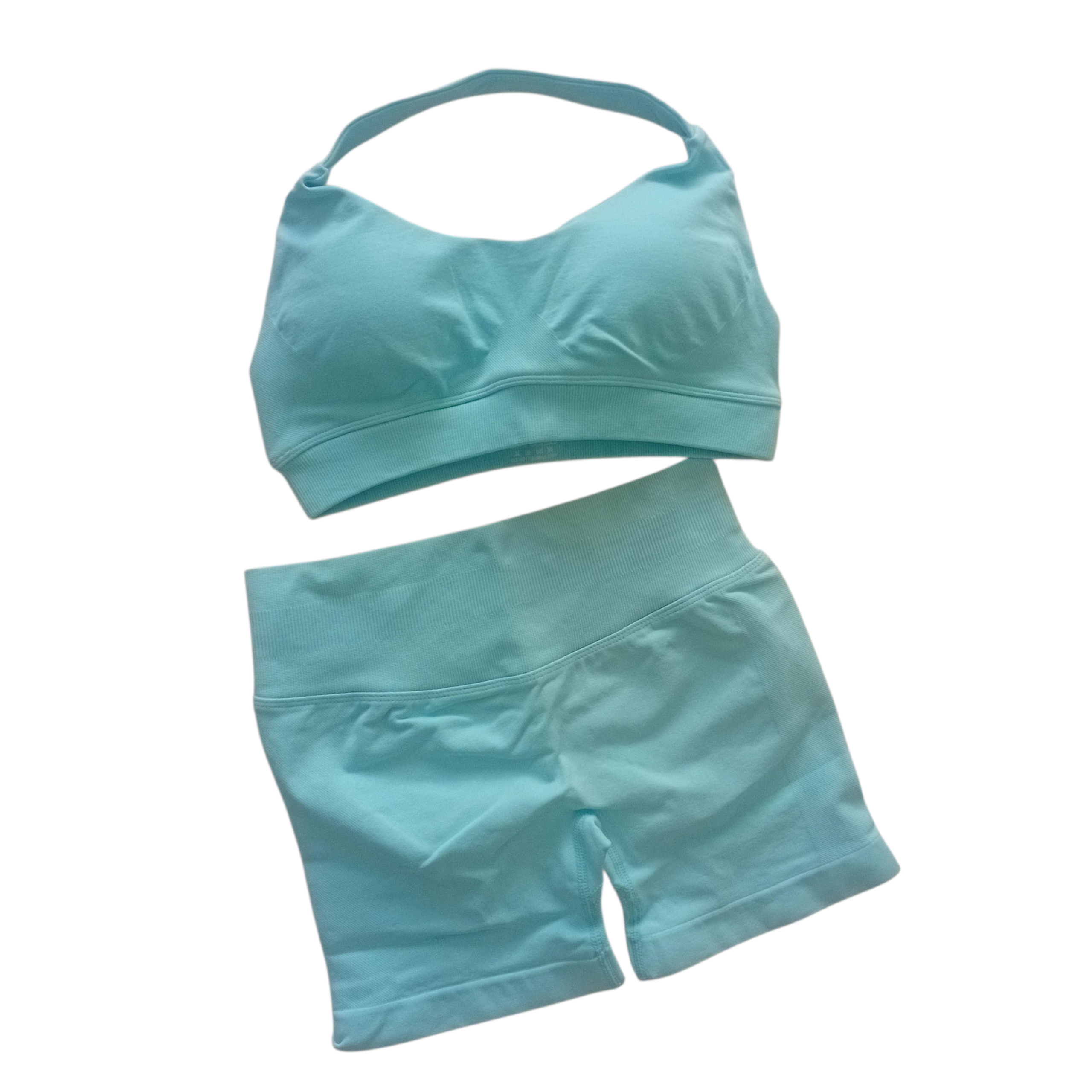 Light Blue Scrunch Butt Short & Bra Set