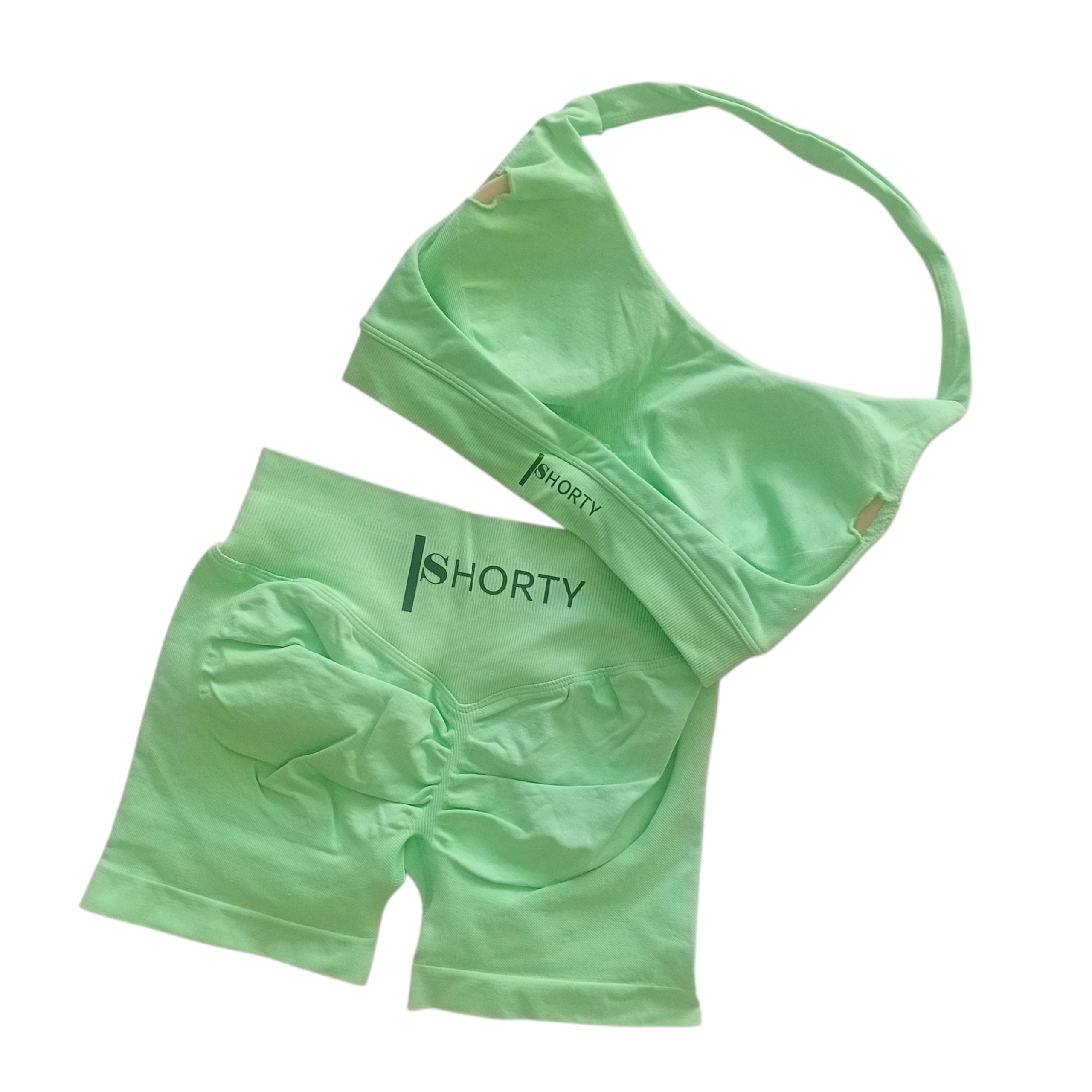 Light Green Scrunch Butt Short & Bra Set