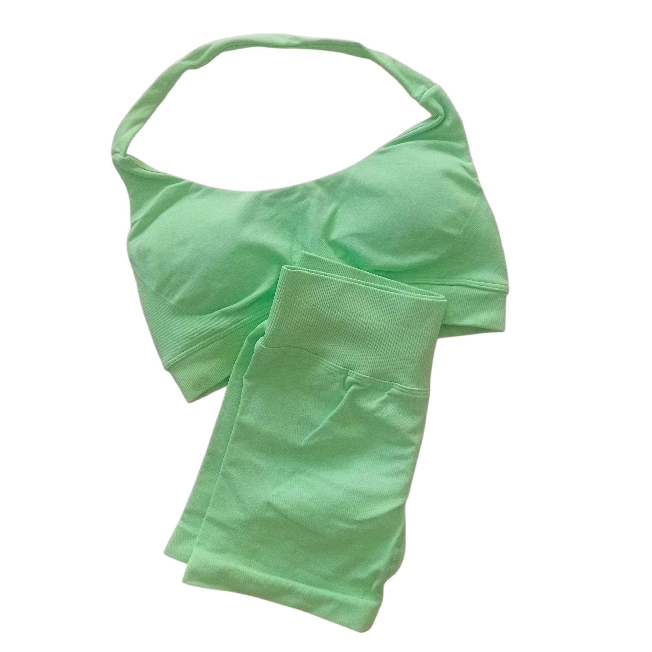 Light Green Scrunch Butt Short & Bra Set