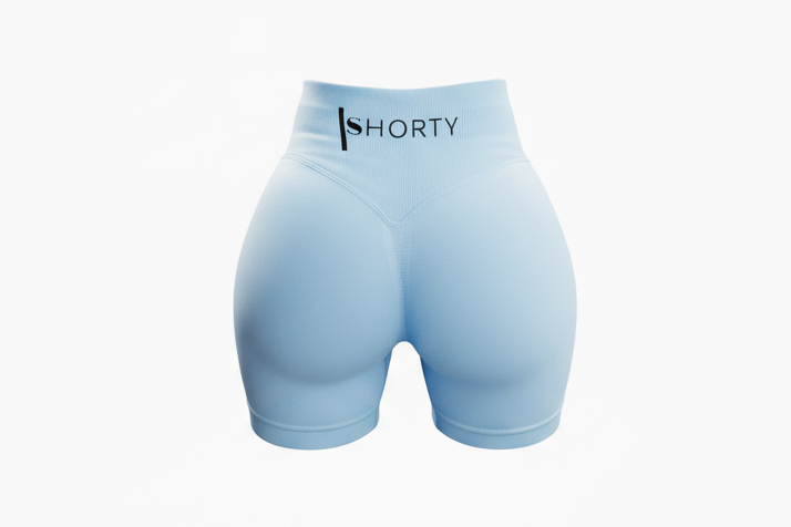 Light Blue Scrunch Butt Short & Bra Set