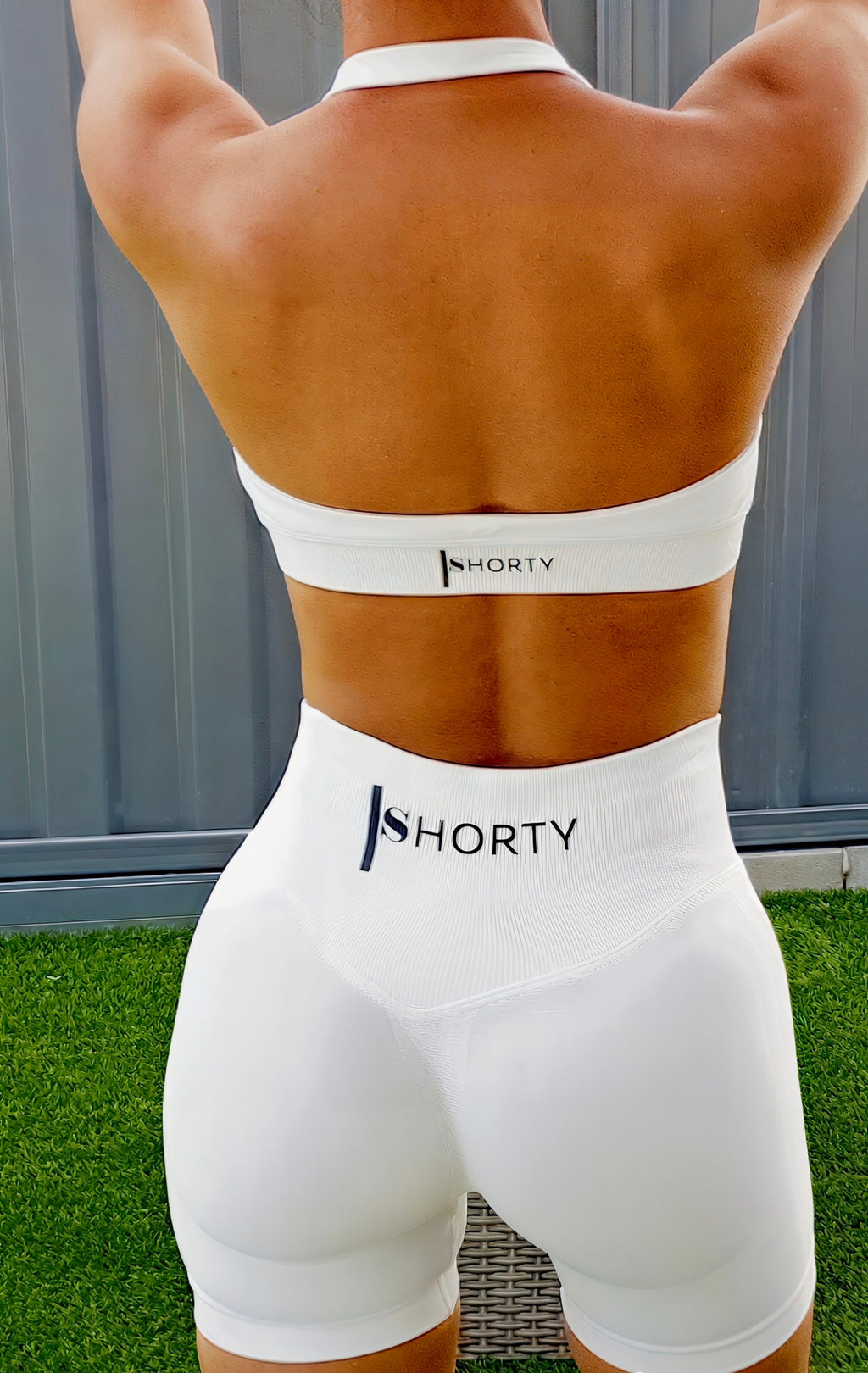 White Scrunch Butt Short & Bra Set