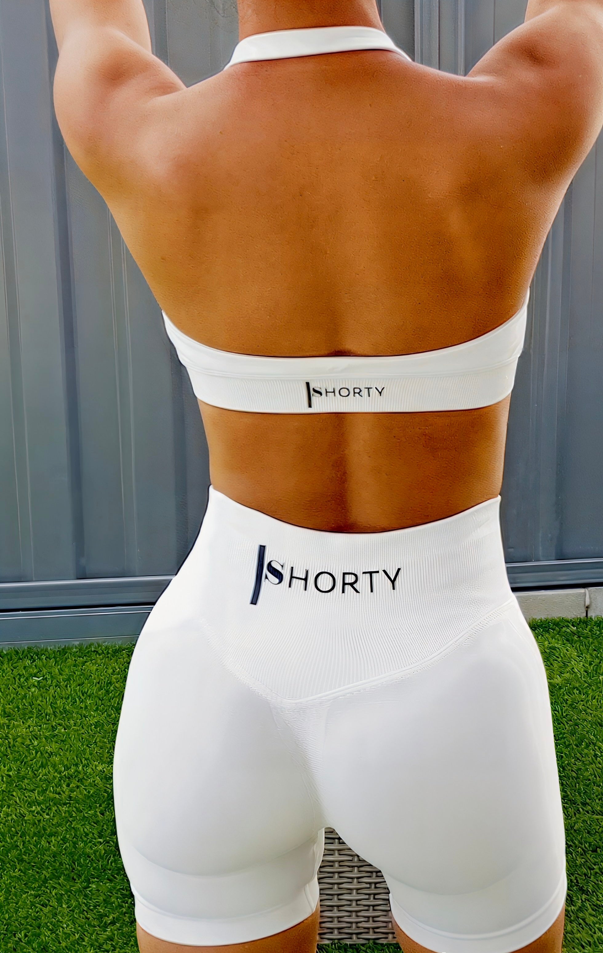 White Scrunch Butt Short & Bra Set