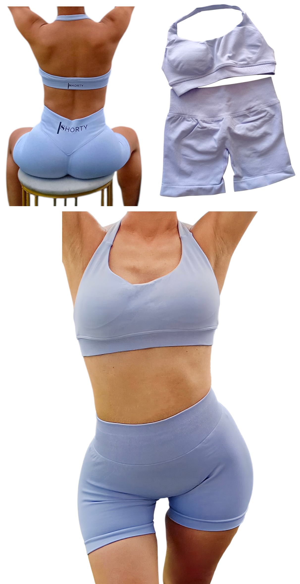 Purple Scrunch Butt Short & Bra Set