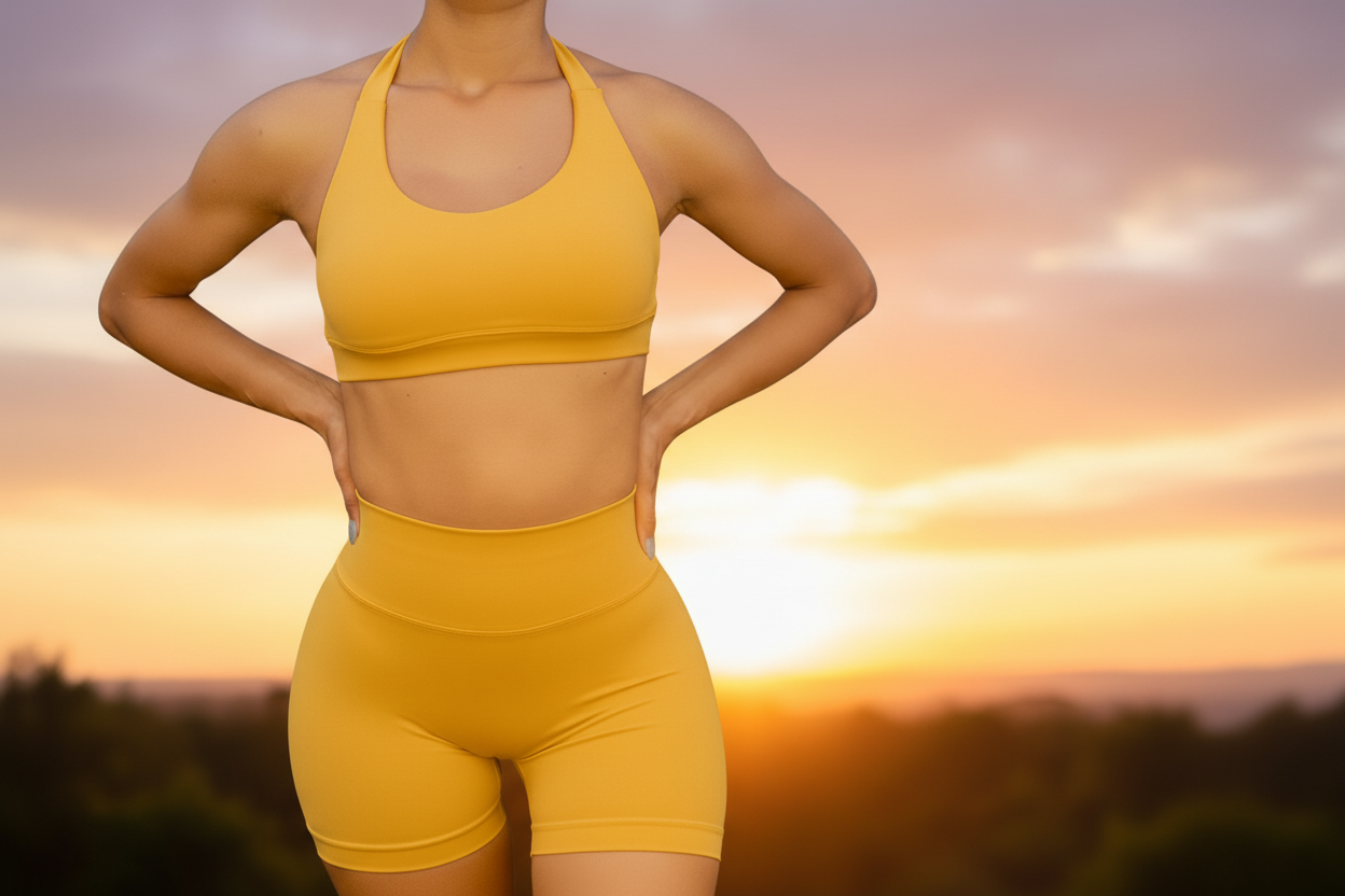 Yellow Scrunch Butt Short & Bra Set