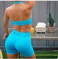 Ice Blue Scrunch Butt Short & Bra Set