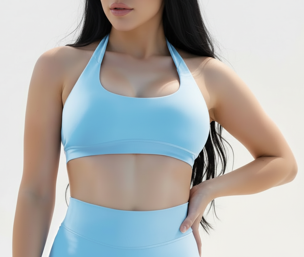 Light Blue Scrunch Butt Short & Bra Set